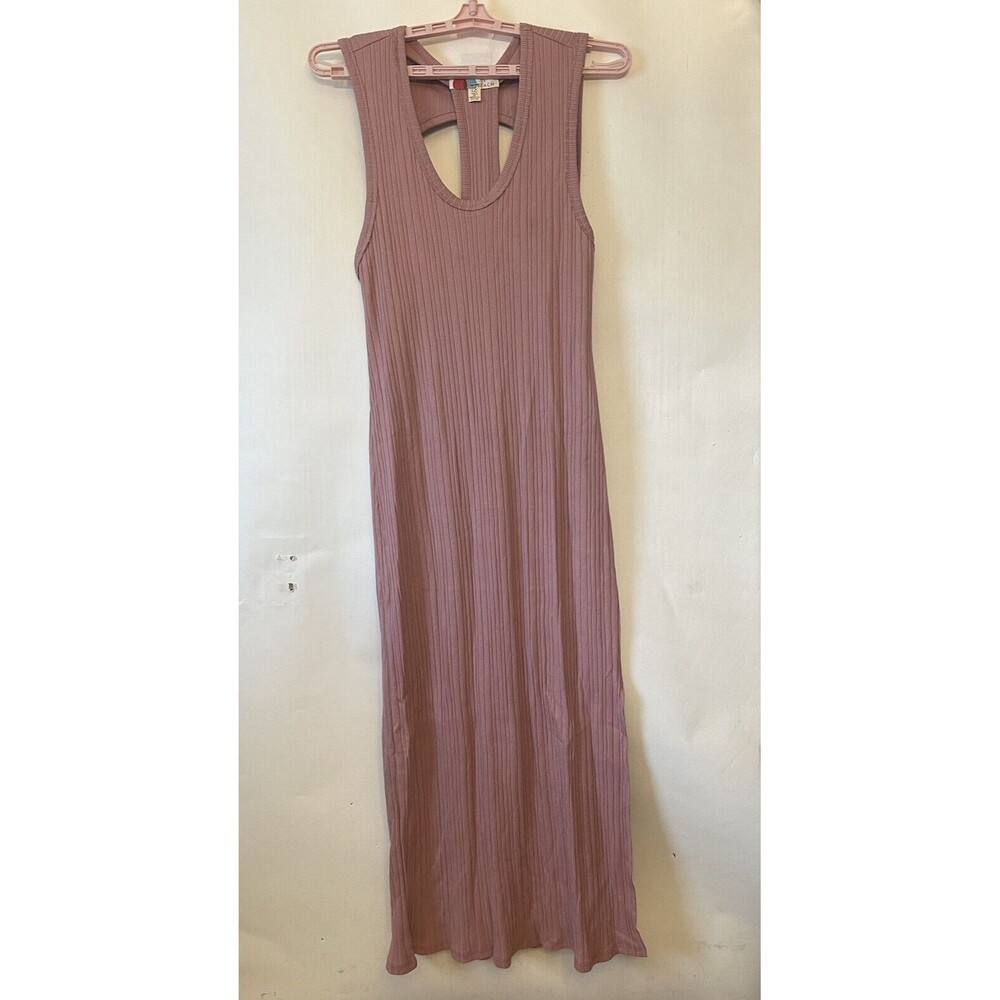 FREE PEOPLE BEACH Cut Out Back Ribbed Maxi Tank Dress w/ Side Slit- LARGE NWOT